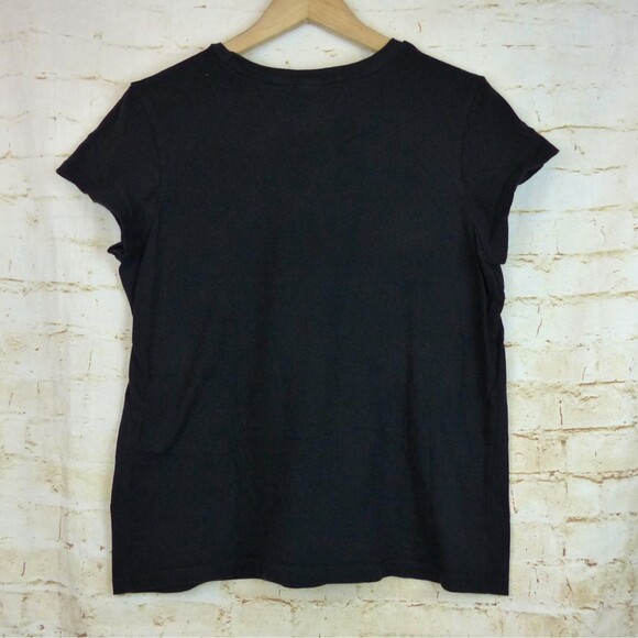 Y2K Devil T-shirt Womens XL Black Spellout Horns Cap Sleeve Old Navy Gothic VTG - Picture 3 of 8